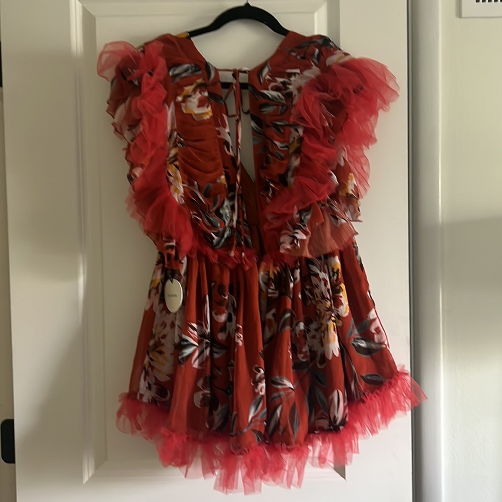 Tularosa Amelia dress in orange dahlia floral - Picture 6 of 8